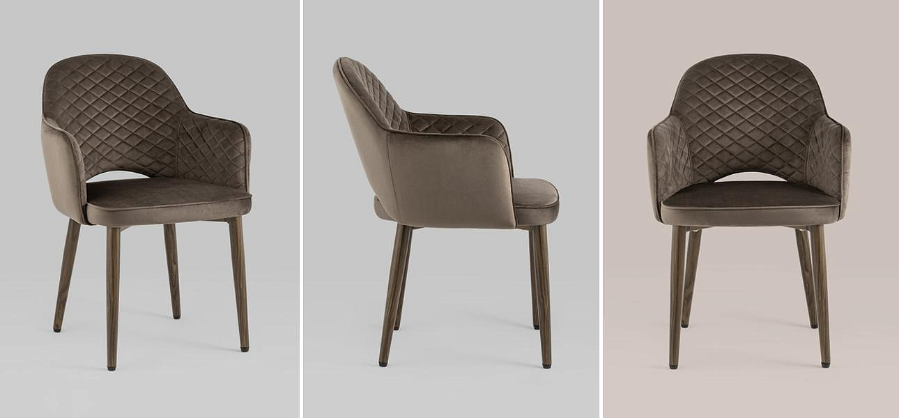 Стул SHARRON ромбы Коричневый Велюр Стул SHARRON ромбы Коричневый Велюр - Loft-Concept в Твери