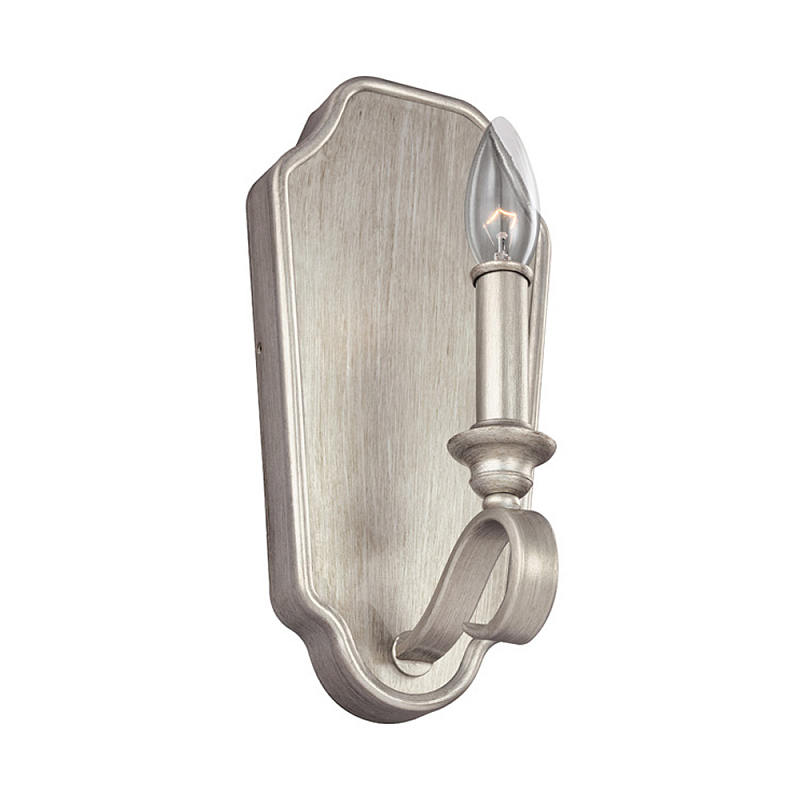 Бра серебрянного цвета с лампой в виде свечи на изогнутой ножке Feiss Серебряный в Твери | Loft Concept 