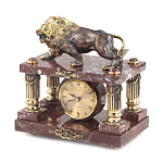 Часы настольные из креноида и бронзы с декором в виде льва Lion Stone Clock варинант исполнения - 3 | Loft Concept в Твери