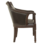 Кресло кожаное на 4-х деревянных ножках из массива березы Ethan Armchair brown варинант исполнения - 1 | Loft Concept в Твери
