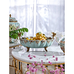 Чаша из голубого фарфора на бронзовых ножках с рисунком цветов и фигурками стрекоз Blue Garden варинант исполнения - 2 | Loft Concept в Твери