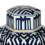 Ваза с крышкой и графическим узором в сине-белых цветах Blue & White Ornament  варинант исполнения - 4 | Loft Concept в Твери