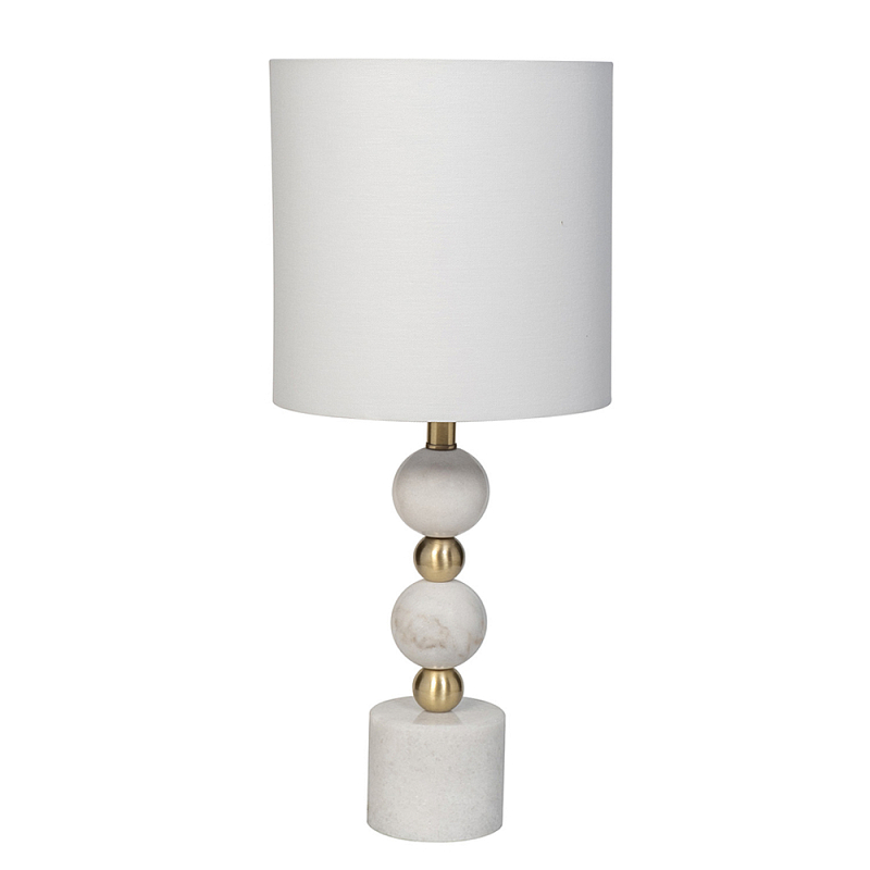 Лампа настольная с каркасом из мраморных шаров и белым абажуром Floor lamp Jewelry Белый Золотой в Твери | Loft Concept 