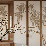 Обои с вышивкой ручной работы Deco Wisteria ﻿Midas colourway on Liso Pearl wool sateen варинант исполнения - 3 | Loft Concept в Твери