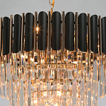 Люстра из черного металла с многоярусными подвесками из прозрачного хрусталя на золотой цепи Empire Black Chandelier Crystal варинант исполнения - 9 | Loft Concept в Твери