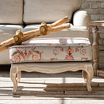 Мягкая банкетка из массива бука серая с растительным орнаментом Raffael Grey Floral Banquette варинант исполнения - 6 | Loft Concept в Твери