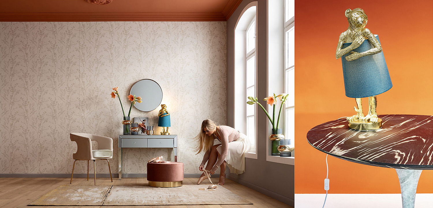 Настольная лампа Golden Monkey Hugging Lampshade Настольная лампа Golden Monkey Hugging Lampshade - Loft-Concept в Твери