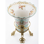 Ваза из голубого фарфора с рисунком птиц и цветов и декоративными элементами Blue Garden варинант исполнения - 3 | Loft Concept в Твери