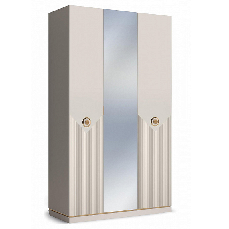 Шкаф трёхдверный с 1-ой зеркальной дверью Satin Furniture Бежево-серый Шкаф трёхдверный с 1-ой зеркальной дверью Satin Furniture Бежево-серый в Твери | Loft Concept