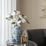 Ваза с крышкой и зелено-голубым рисунком на белом фоне 51 см Blue & White Ornament варинант исполнения - 5 | Loft Concept в Твери