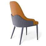 Стул оранжевый с высокой спинкой из искуственной кожи на серых металлических ножках Enigma Orange варинант исполнения - 2 | Loft Concept в Твери