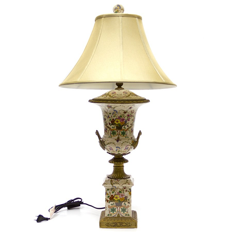 Настольная лампа Pedestal Lamp Белый Бронза Бежевый Настольная лампа Pedestal Lamp Белый Бронза Бежевый в Твери | Loft Concept