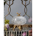 Конфетница прозрачная стеклянная на бронзовых ножках в виде морских коньков с крышкой в виде ракушки Eden Garden варинант исполнения - 3 | Loft Concept в Твери