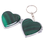 Зеркало брелок складное двухстороннее в форме сердца из натурального камня Малахит Stone Mirrors варинант исполнения - 2 | Loft Concept в Твери