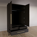 Шкаф платяной Primo с выдвижными ящиками шпон Темный орех варинант исполнения - 4 | Loft Concept в Твери