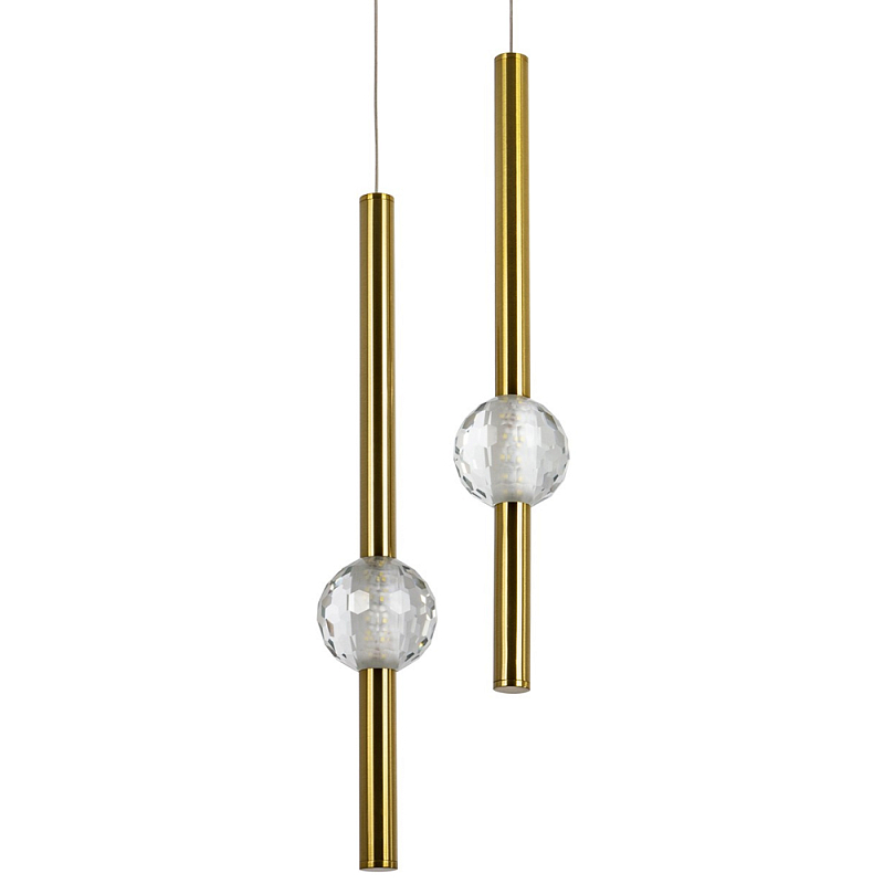 Подвесной светильник с 2-мя плафонами Celestin Spheres Brass Hanging Lamp Прозрачный Латунь Подвесной светильник с 2-мя плафонами Celestin Spheres Brass Hanging Lamp Прозрачный Латунь в Твери | Loft Concept