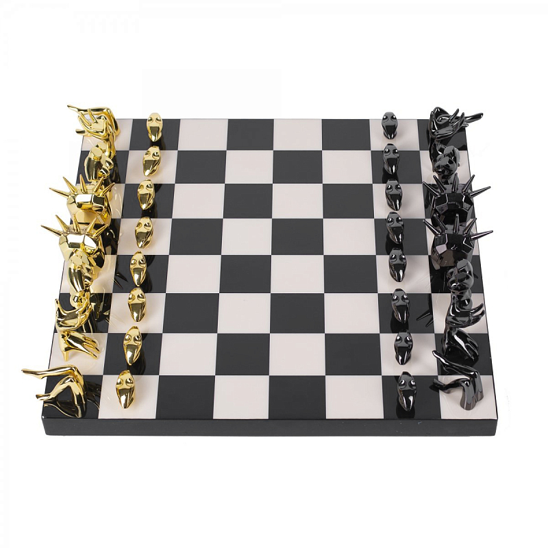 Шахматы Kelly Wearstler Dichotomy Chess Set Черный Белый Глянцевое золото Шахматы Kelly Wearstler Dichotomy Chess Set Черный Белый Глянцевое золото в Твери | Loft Concept