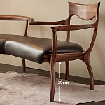 Кушетка с деревянным каркасом и сиденьем из коричневой натуральной кожи Moon Walnut Furniture варинант исполнения - 4 | Loft Concept в Твери