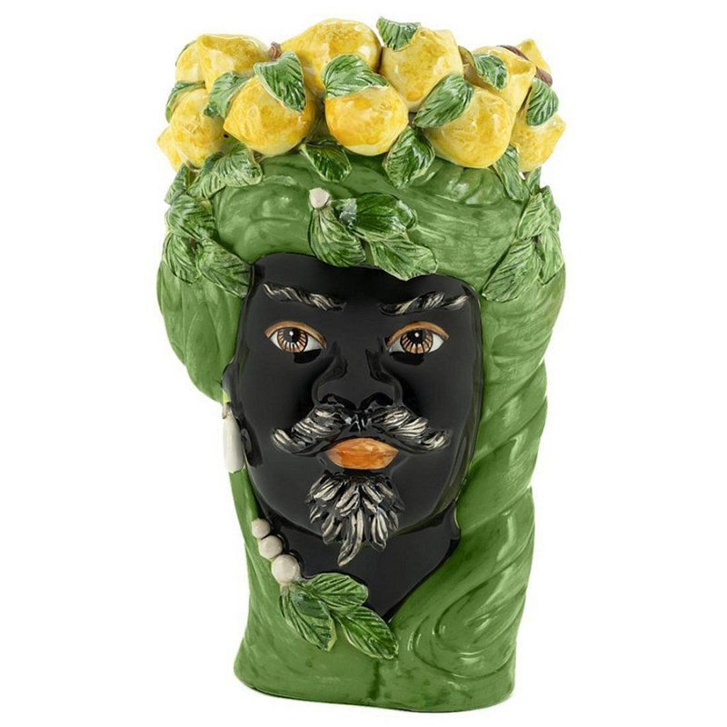 Ваза Vase Lemon Head Man Green Big Черный Желтый Зеленый Ваза Vase Lemon Head Man Green Big Черный Желтый Зеленый в Твери | Loft Concept