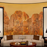 Обои ручная роспись в стиле Арт-деко Hippolyta’s Forest Colourway 263 on Deep Rich Gold gilded paper варинант исполнения - 1 | Loft Concept в Твери