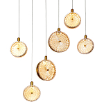 Подвесной светильник с плафонами из рельефного стекла Peony Glass Bronze Six варинант исполнения - 1 | Loft Concept в Твери