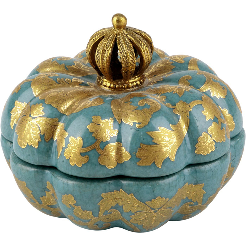 Фарфоровая шкатулка Pumpkin with a crown Бронза Голубой Фарфоровая шкатулка Pumpkin with a crown Бронза Голубой в Твери | Loft Concept