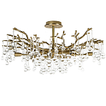 Потолочная люстра в виде ветвей деревьев золотого цвета с прозрачными подвесками-каплями Droplet Chandelier варинант исполнения - 1 | Loft Concept в Твери