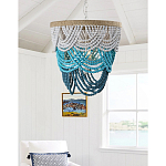 Круглая многоярусная люстра с подвесками в виде круглых бусин Wooden Beads Turquoise Chandelier варинант исполнения - 2 | Loft Concept в Твери
