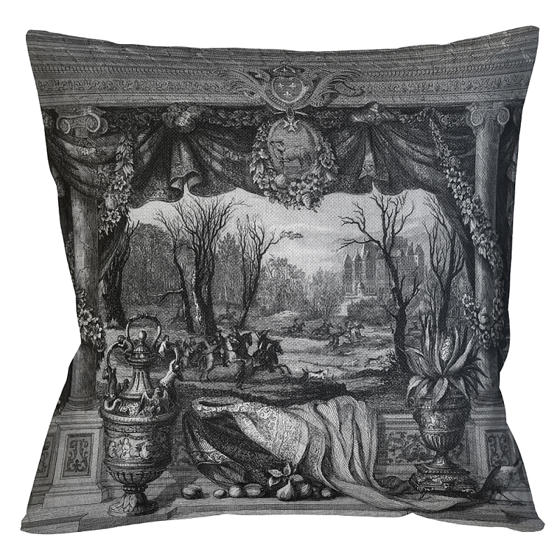 Декоративная подушка Madrid Castle Pillow Черно-белый Бежевый Декоративная подушка Madrid Castle Pillow Черно-белый Бежевый в Твери | Loft Concept