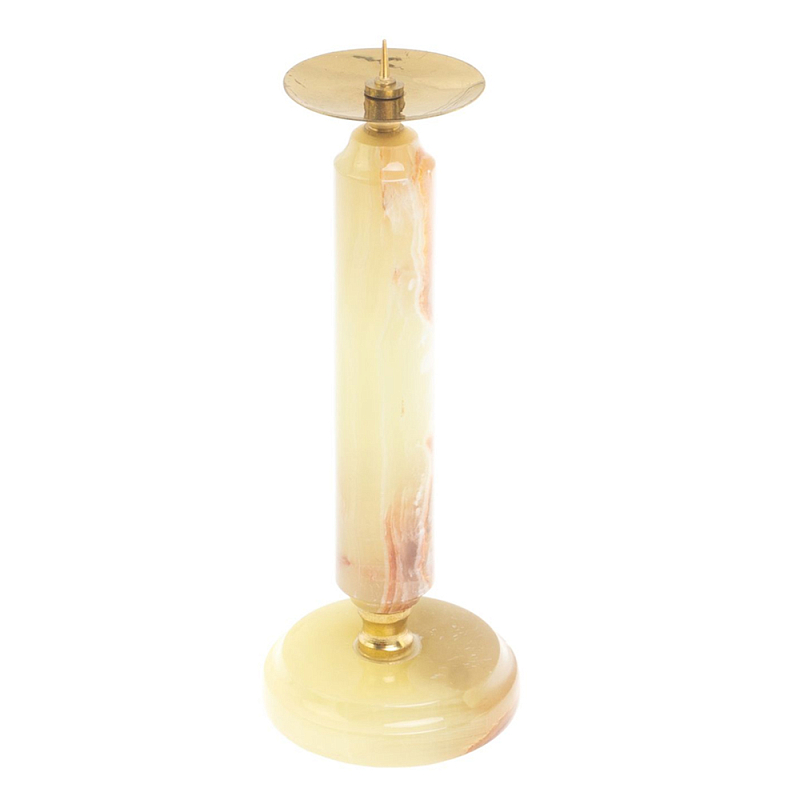 Подсвечник из натурального камня оникс Stone Candlestick Бежевый Золотой Подсвечник из натурального камня оникс Stone Candlestick Бежевый Золотой в Твери | Loft Concept