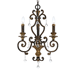 Люстра с подвесками из прозрачного стекла на кованом каркасе бронзового цвета в классическом стиле Quoizel варинант исполнения - 11 | Loft Concept в Твери