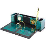 Настольный письменный набор из змеевика с часами и календарницей Successful Leader варинант исполнения - 2 | Loft Concept в Твери