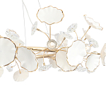 Люстра круглая с белыми лепестками из керамики и прозрачными хрустальными цветками Диаметр 82 см Wintery flovers варинант исполнения - 4 | Loft Concept в Твери