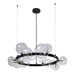 Люстра круглая подвесная с 15-ю прозрачными шарообразными плафонами из стекла Iona chandelier варинант исполнения - 6 | Loft Concept в Твери