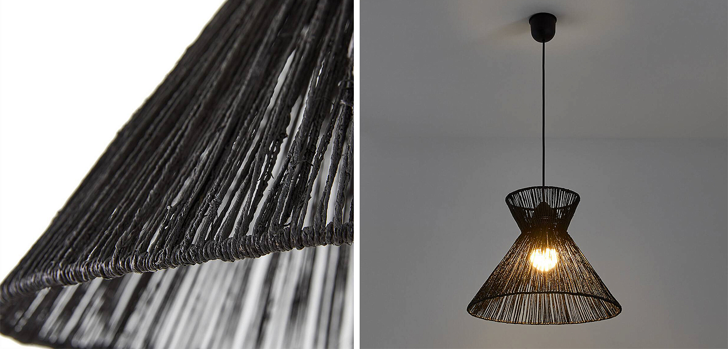 Подвесной светильник Signe Wicker Hemp Black Horn Подвесной светильник Signe Wicker Hemp Black Horn - Loft-Concept в Твери