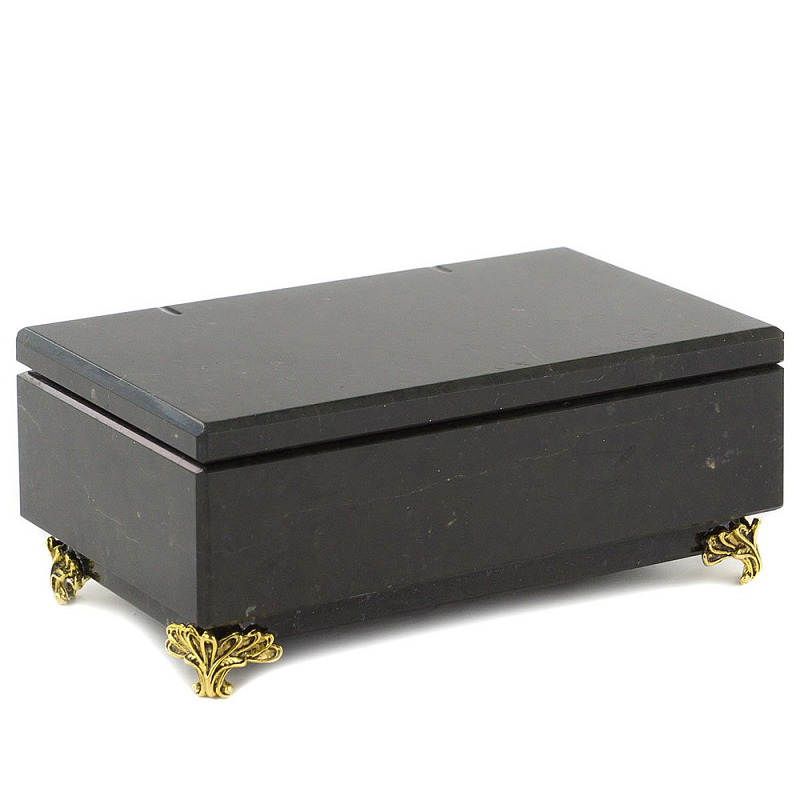 Шкатулка из натурального камня змеевик чёрного цвета Stone Casket Черный Золотой Шкатулка из натурального камня змеевик чёрного цвета Stone Casket Черный Золотой в Твери | Loft Concept