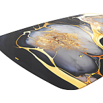 Обеденный стол с прямоугольной черно-золотой столешницей из стекла на 4-х металлических ножках Gold and Black Marble варинант исполнения - 4 | Loft Concept в Твери