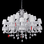 Люстра многоярусная с 30-ю белыми текстильными абажурами и хрустальными подвесками Lustre Reverie варинант исполнения - 1 | Loft Concept в Твери