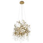 Подвесная люстра в виде ветвей деревьев золотого цвета с прозрачными подвесками-каплями 8 и 14 ламп Droplet Chandelier варинант исполнения - 4 | Loft Concept в Твери