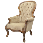 Кресло с мягкой обивкой из светло-коричневого велюра на 4-х деревянных ножках Evelyn Classical Armchair варинант исполнения - 3 | Loft Concept в Твери