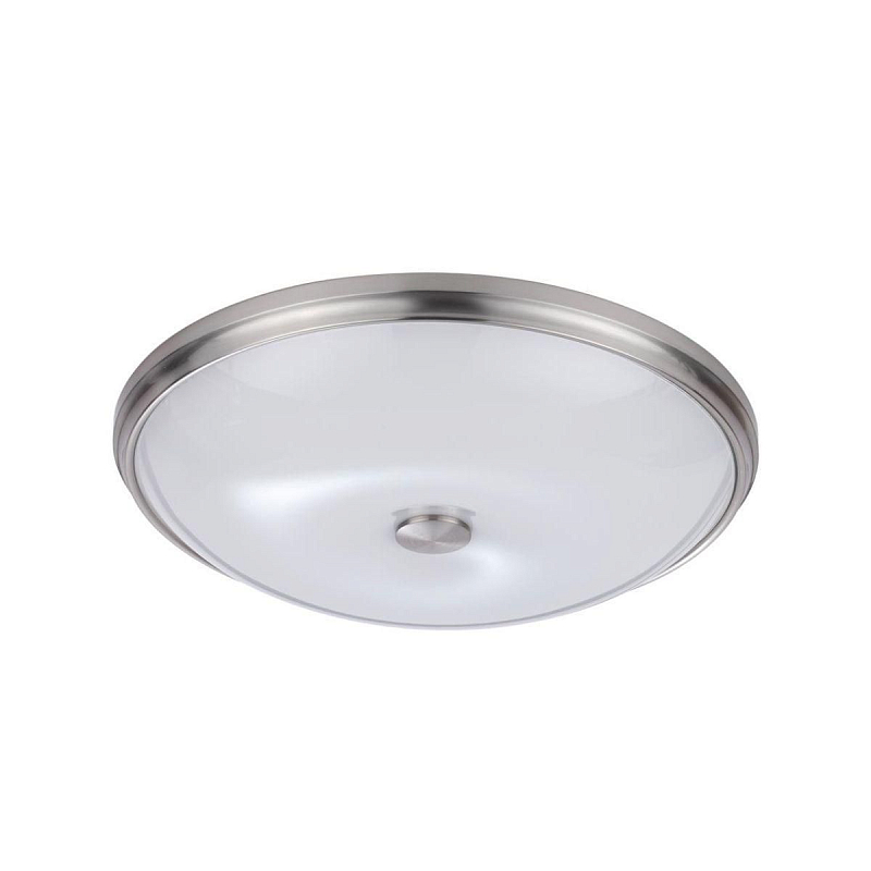 Потолочный светильник круглый с матовым стеклянным плафоном и металлической окантовкой Soft Halo Бронза Белый Никель в Твери | Loft Concept 