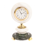 Часы настольные бронзовые из натуральных камней Мрамор и Змеевик Stone Clock варинант исполнения - 7 | Loft Concept в Твери