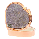 Таблетница карманная в форме сердца с 3-мя отделениями с зеркалом и накладкой из натурального камня Лепидолит Red Gold Stone Pillboxes варинант исполнения - 2 | Loft Concept в Твери