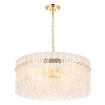 Люстра подвесная круглая с прозрачными рельефными стеклянными вставками и золотым основанием Textured Glass Chandelier варинант исполнения - 3 | Loft Concept в Твери