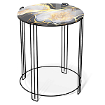 Стол журнальный круглый со столешницей из стекла Gold and Black Marble варинант исполнения - 1 | Loft Concept в Твери