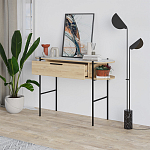 Консоль напольная деревянная с выдвижным ящиком и 2-мя полками со столешницей цвета белый мрамор OTIS CONSOLE OAK варинант исполнения - 2 | Loft Concept в Твери