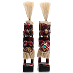 Комплект из 2-х деревянных статуэток Asmat Straw Headdress Statuettes Red Tattoo варинант исполнения - 1 | Loft Concept в Твери