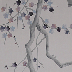 Обои ручная роспись Plum Blossom Special Colourway on Lilac Hint dyed silk варинант исполнения - 3 | Loft Concept в Твери