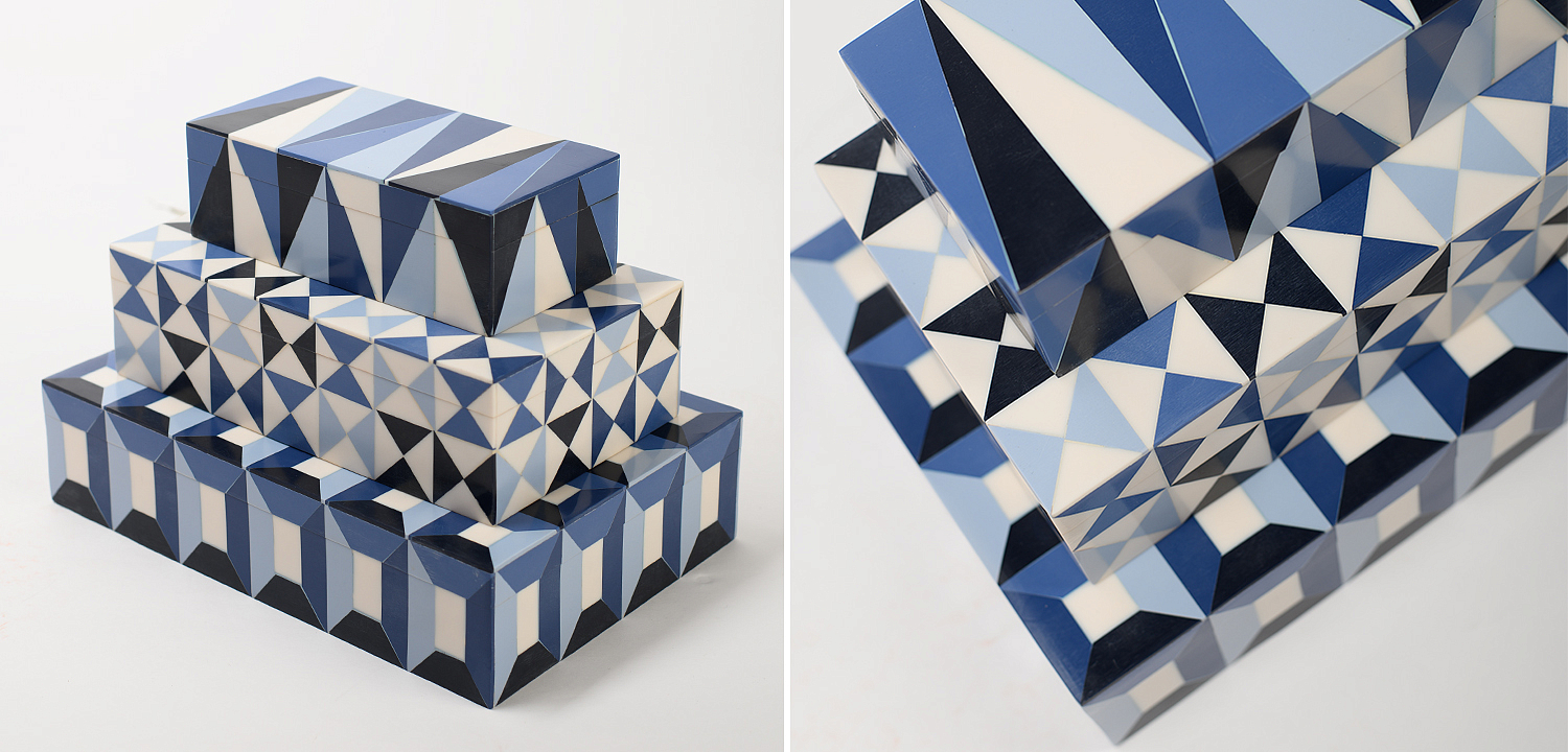 Шкатулка Squares Blue Bone Inlay Box Шкатулка Squares Blue Bone Inlay Box - Loft-Concept в Твери