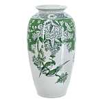 Ваза высокая с зелеными цветочными и птичьими мотивами Vase Inspired by Nature варинант исполнения - 1 | Loft Concept в Твери